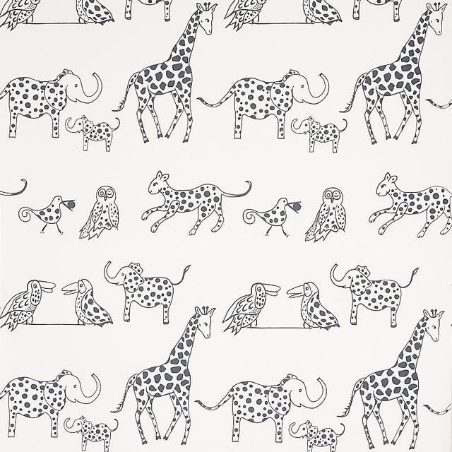 Schumacher Jungle Jubilee Charcoal Wallpaper