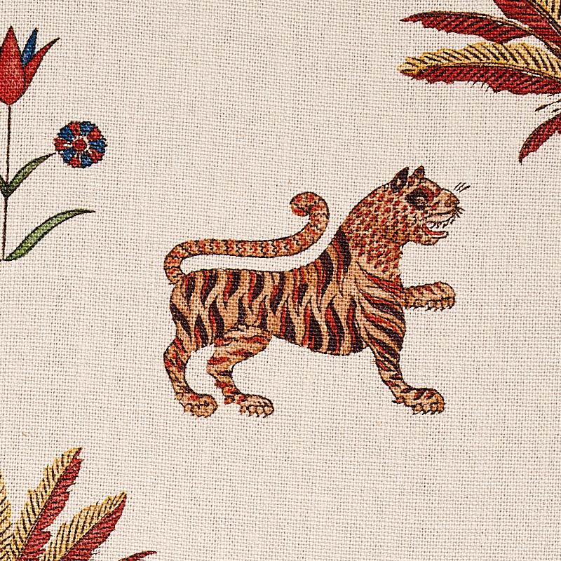 Schumacher Tiger Palm Crimson Fabric