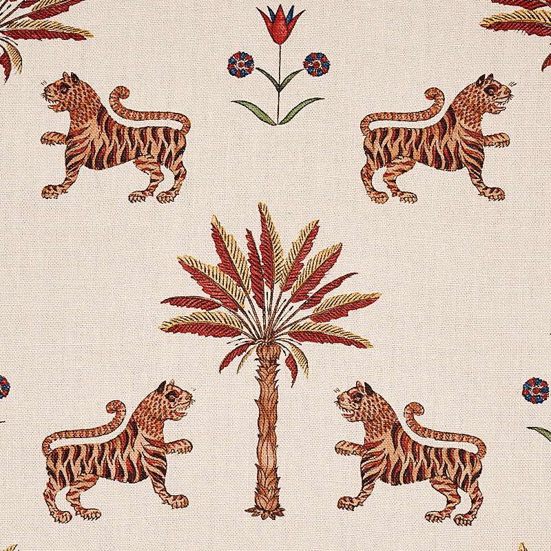 Schumacher Tiger Palm Crimson Fabric
