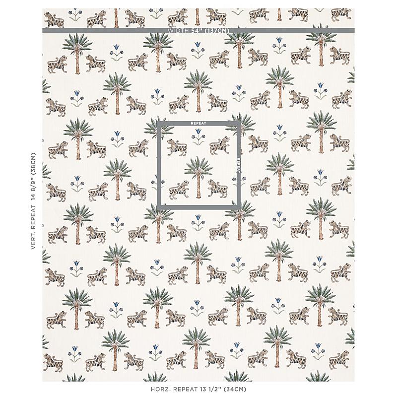 Schumacher Tiger Palm Delft Fabric