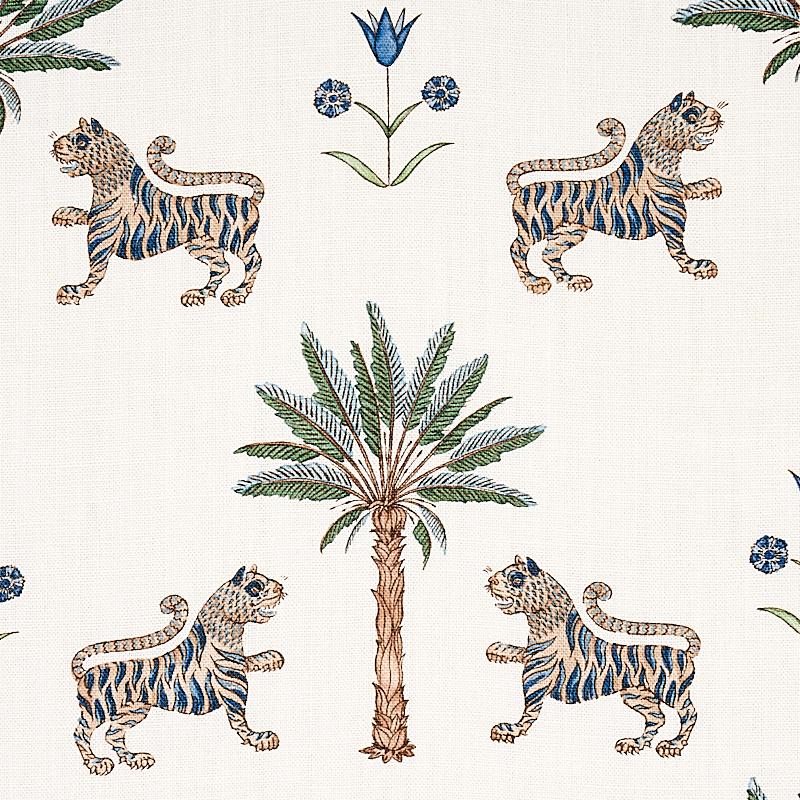 Schumacher Tiger Palm Delft Fabric