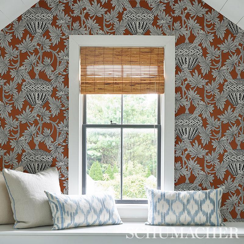 Schumacher Santarem Chocolate Wallpaper