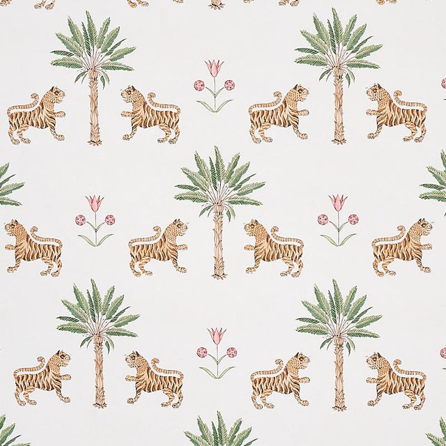 Schumacher Tiger Palm Crimson Wallpaper