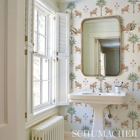 Schumacher Tiger Palm Crimson Wallpaper