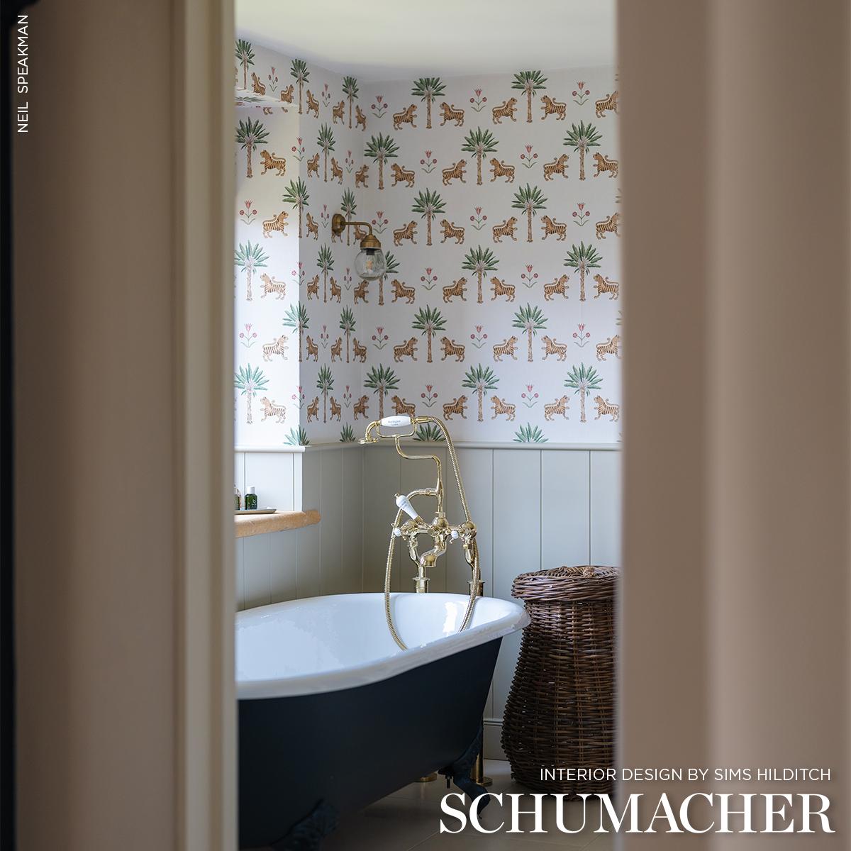 Schumacher Tiger Palm Crimson Wallpaper