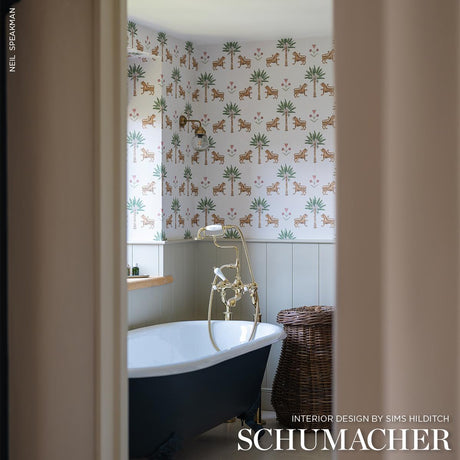 Schumacher Tiger Palm Crimson Wallpaper