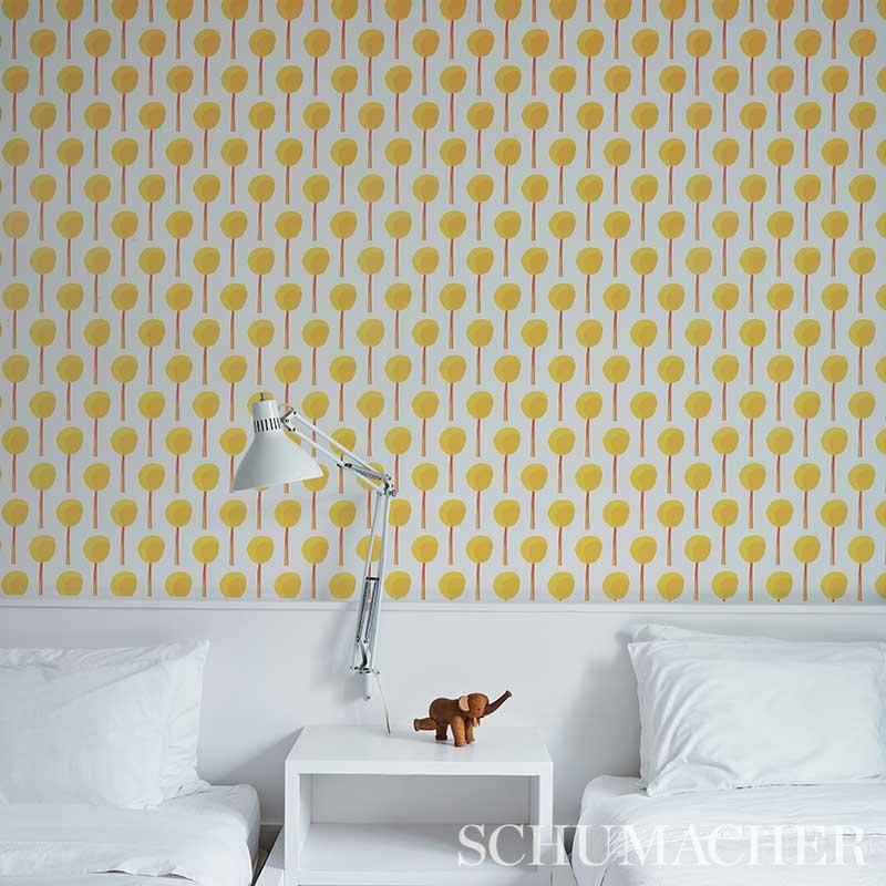 Schumacher Topiary Marigold Wallpaper