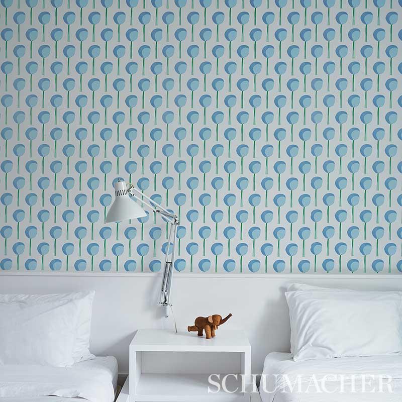Schumacher Topiary Bluebell Wallpaper