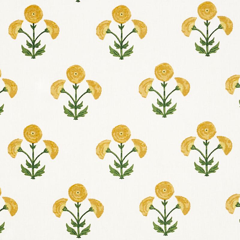 Schumacher Saranda Flower Embroidery Marigold Fabric