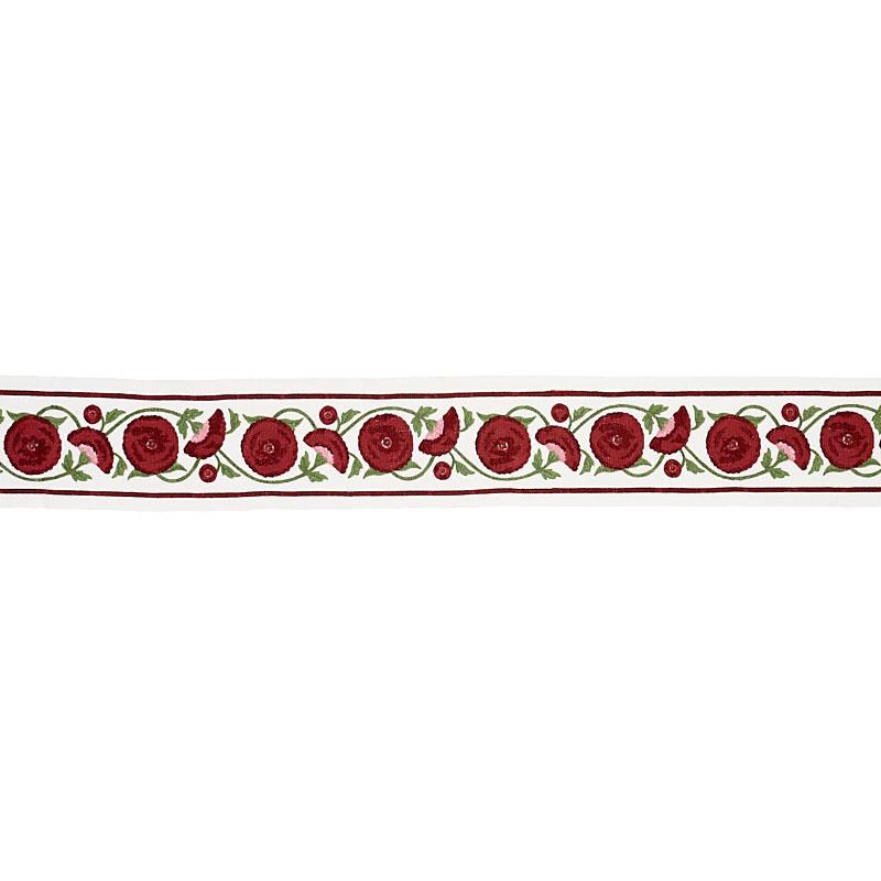 Schumacher Saranda Flower Embroidery Tape Cardinal Trim