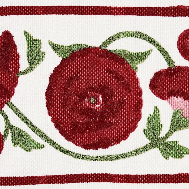 Schumacher Saranda Flower Embroidery Tape Cardinal Trim