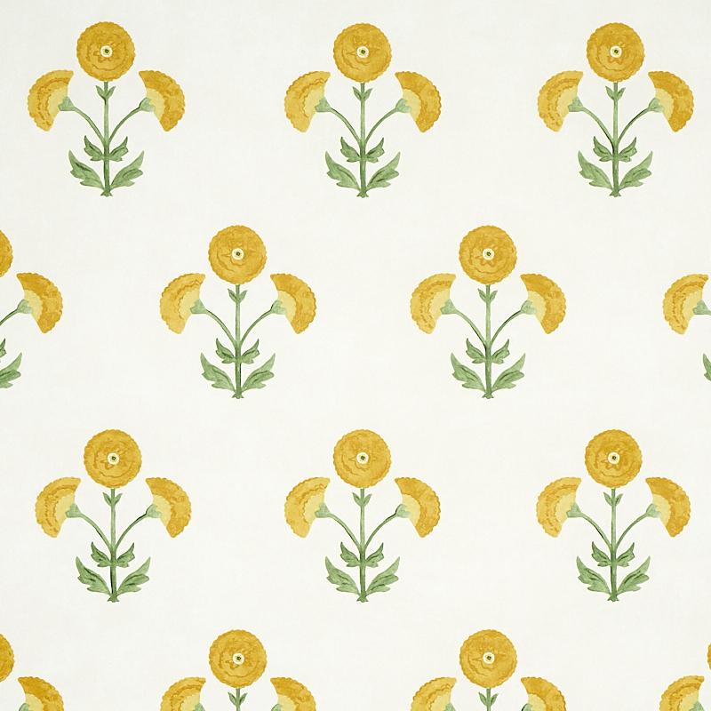 Schumacher Saranda Flower Marigold Wallpaper