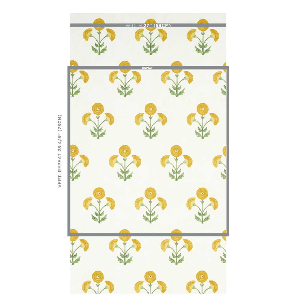 Schumacher Saranda Flower Marigold Wallpaper