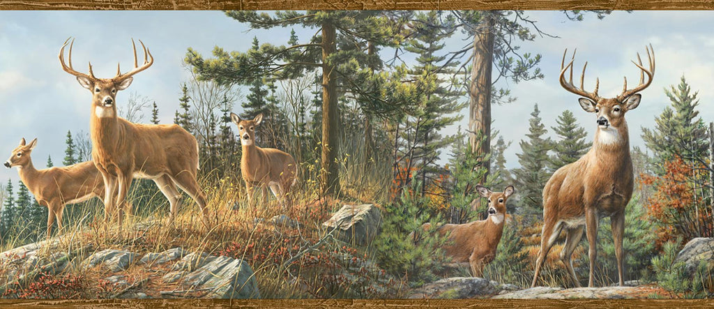 Brewster Home Fashions Whitetail Crest Multicolor Forest Border