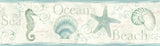Brewster Home Fashions Island Bay Starfish Border Sea Green Wallpaper