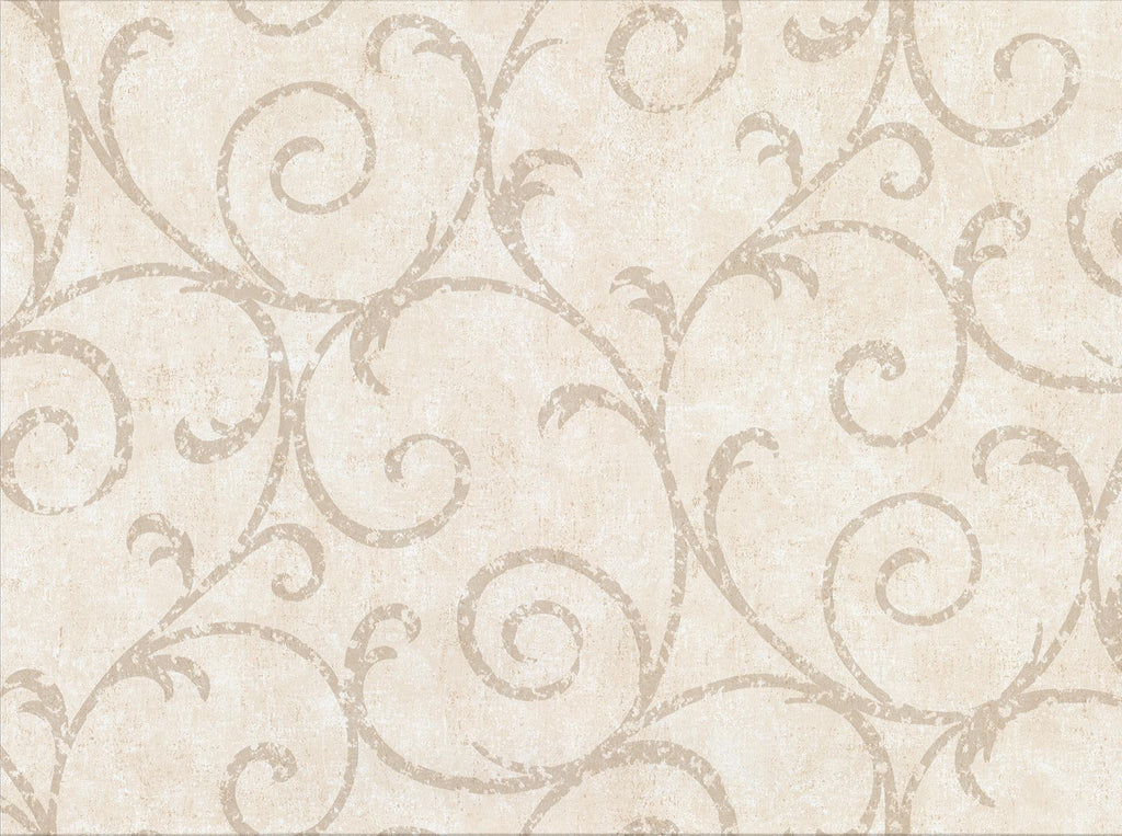 Brewster Home Fashions Sansa Cream Plaster Scroll Wallpaper
