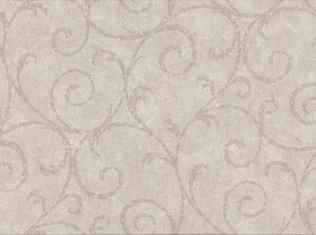 Brewster Home Fashions Sansa Khaki Plaster Scroll Wallpaper