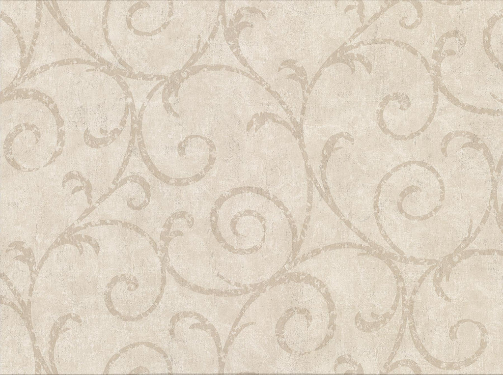 Brewster Home Fashions Sansa Beige Plaster Scroll Wallpaper
