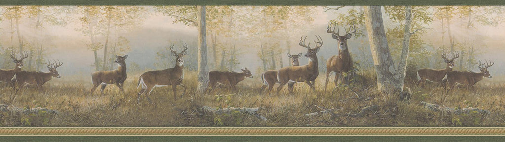 Brewster Home Fashions Storrie Deer Border Green Wallpaper