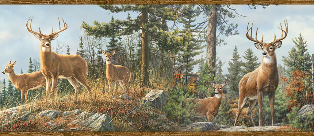 Brewster Home Fashions Ashmere Brown Whitetail Crest Border