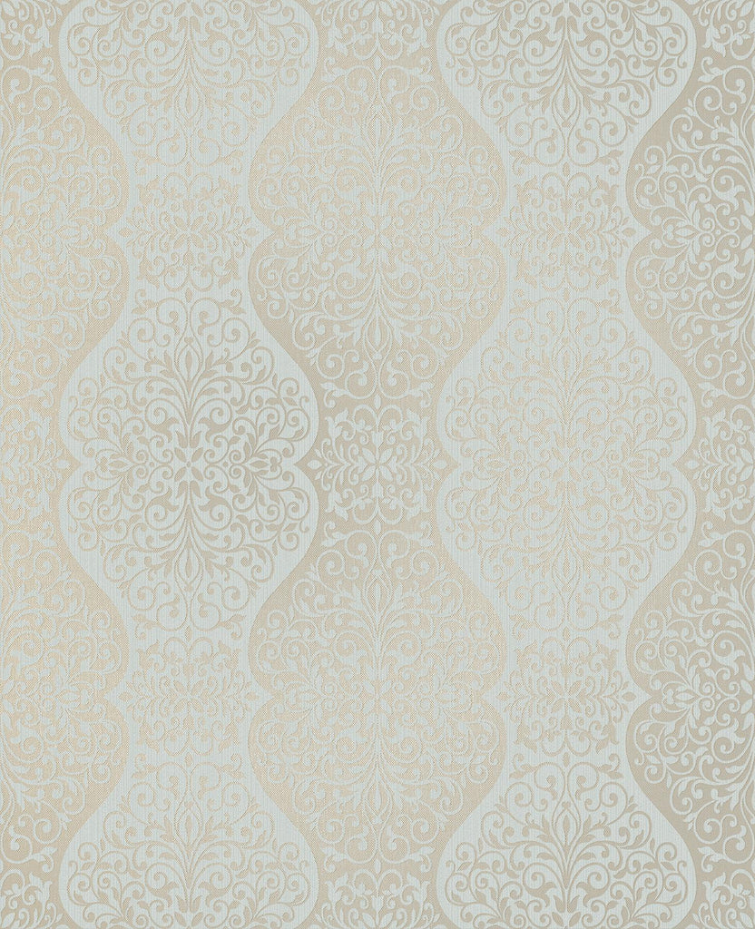 Brewster Home Fashions Cadence Blue Scroll Gold Wallpaper