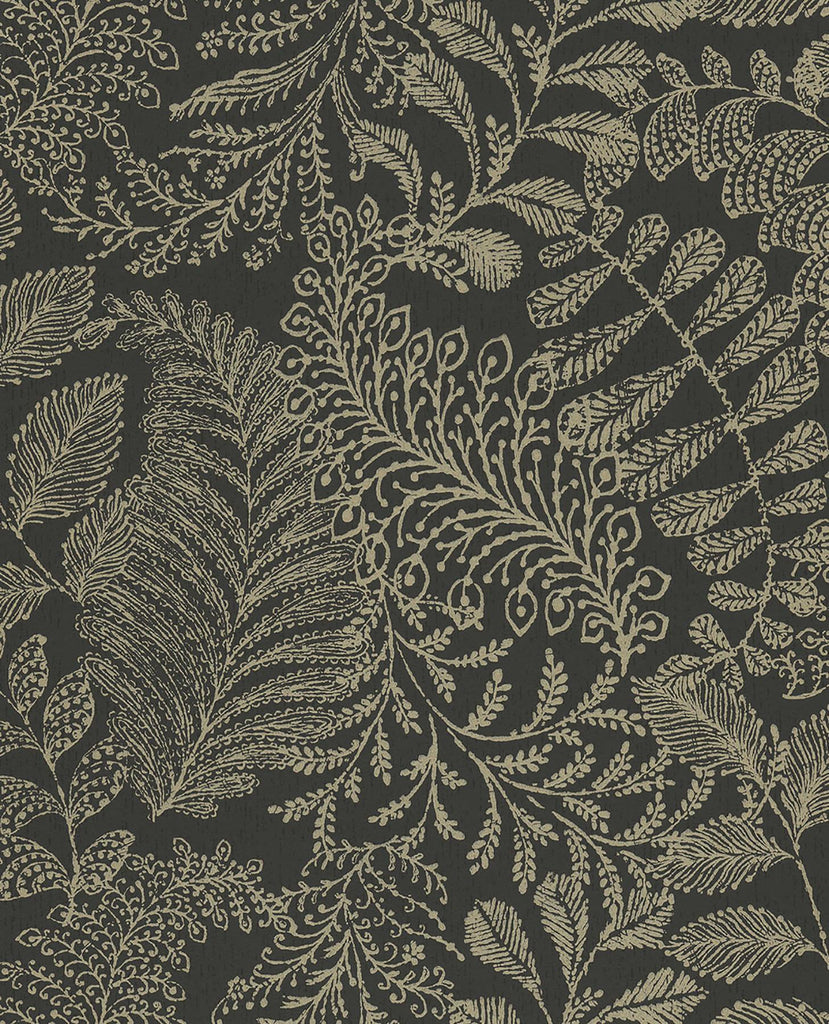 Brewster Home Fashions Balth Black Botanical Wallpaper