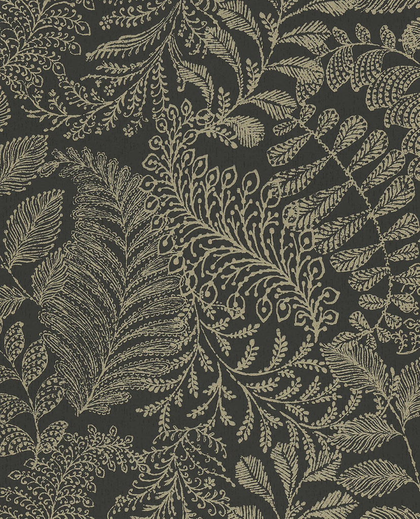 Brewster Home Fashions Balth Botanical Black Wallpaper