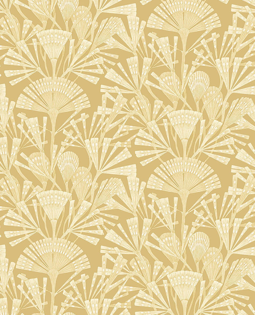 Brewster Home Fashions Zorah Mustard Botanical Wallpaper