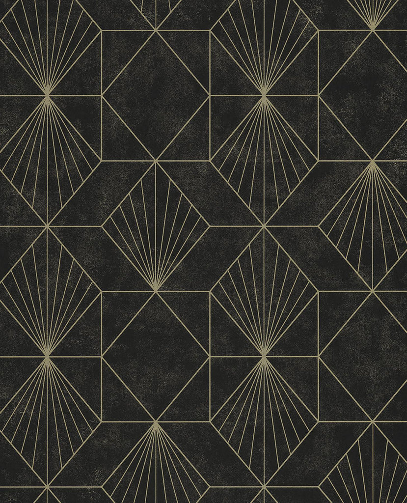 Brewster Home Fashions Halcyon Geometric Black Wallpaper