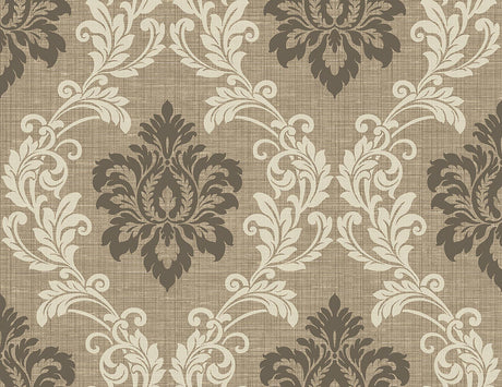 Brewster Home Fashions Adela Light Brown Twill Damask Wallpaper
