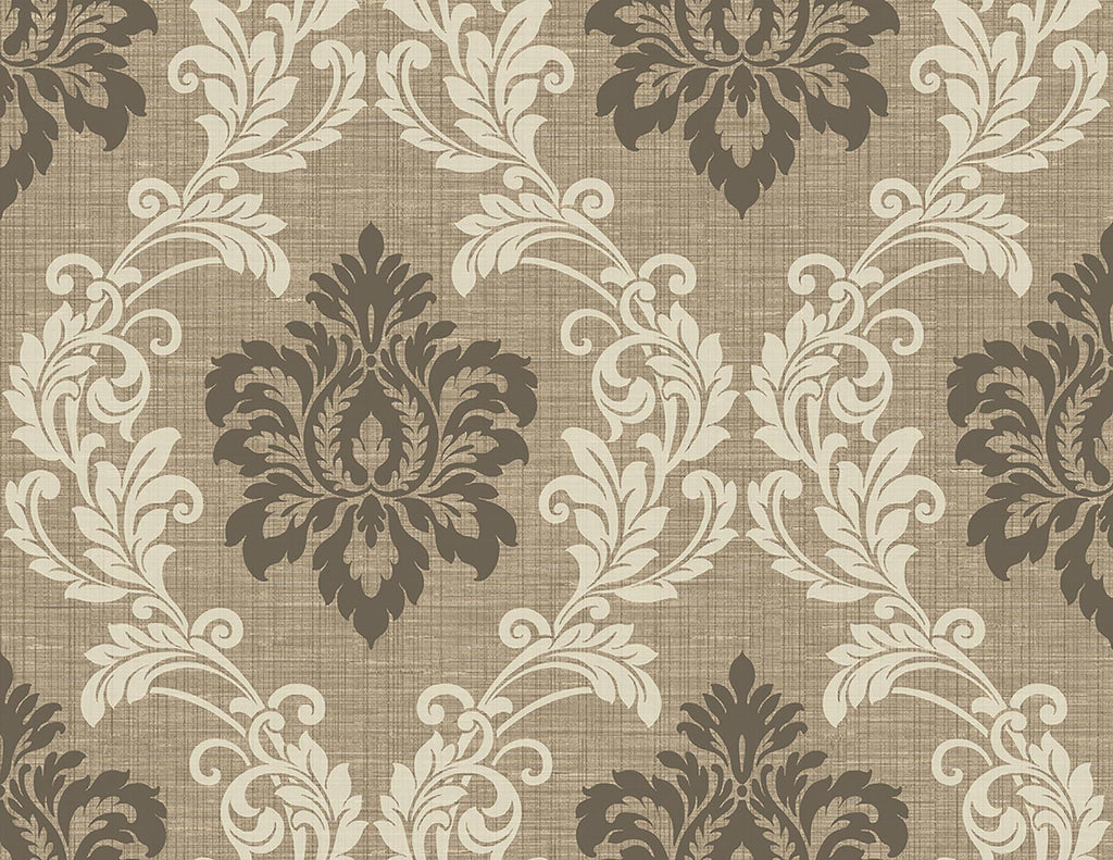 Brewster Home Fashions Adela Light Brown Twill Damask Wallpaper
