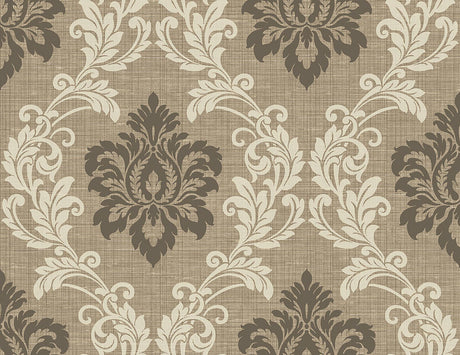Brewster Home Fashions Adela Twill Damask Light Brown Wallpaper