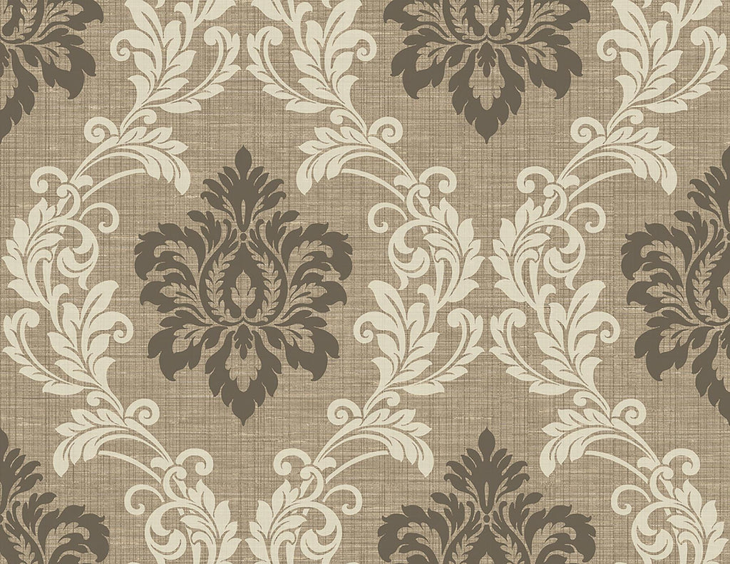 Brewster Home Fashions Adela Twill Damask Light Brown Wallpaper