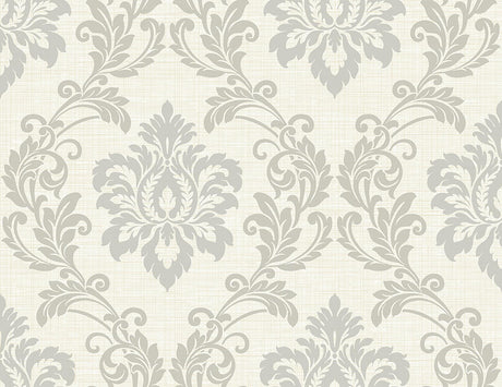 Brewster Home Fashions Adela Ivory Twill Damask Wallpaper