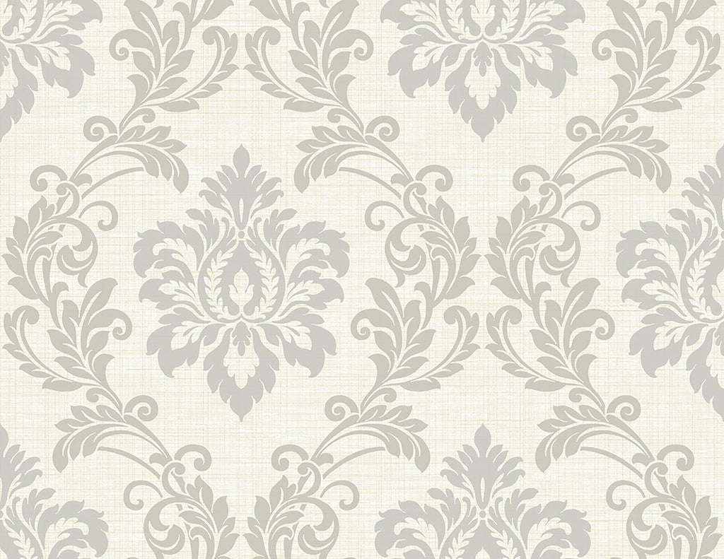 Brewster Home Fashions Adela Ivory Twill Damask Wallpaper