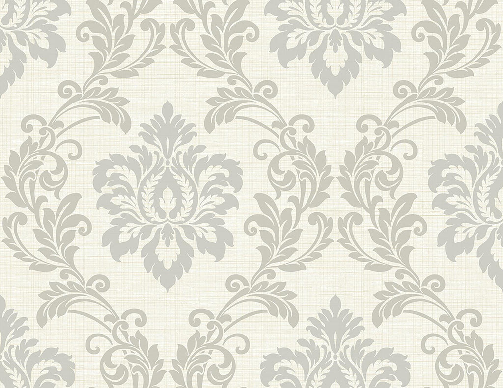 Brewster Home Fashions Adela Twill Damask Ivory Wallpaper