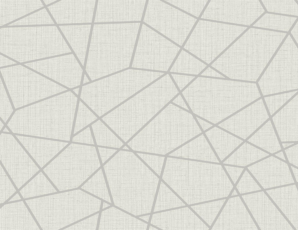 Brewster Home Fashions Heath Silver Geometric Linen Wallpaper