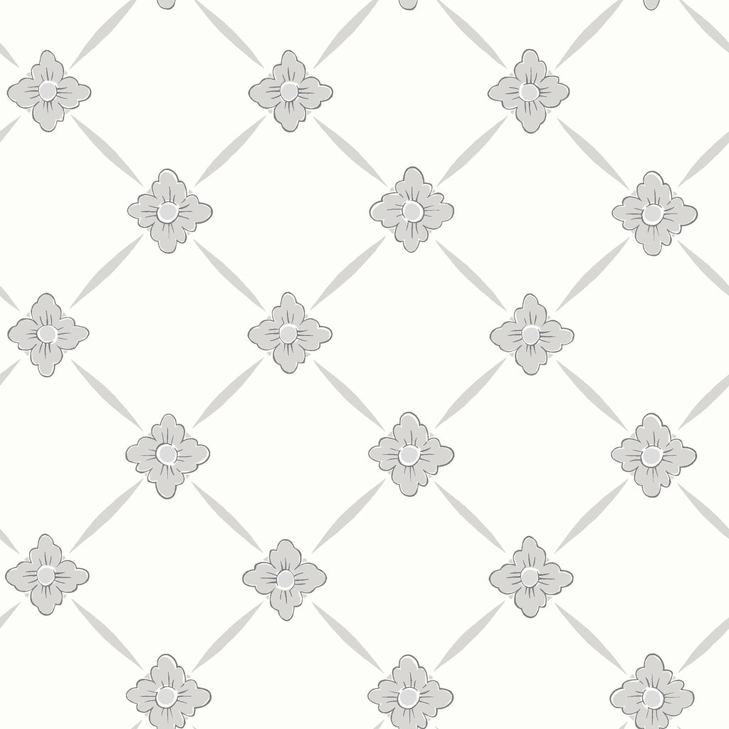 Brewster Home Fashions Linne Light Grey Geometric Floral Wallpaper