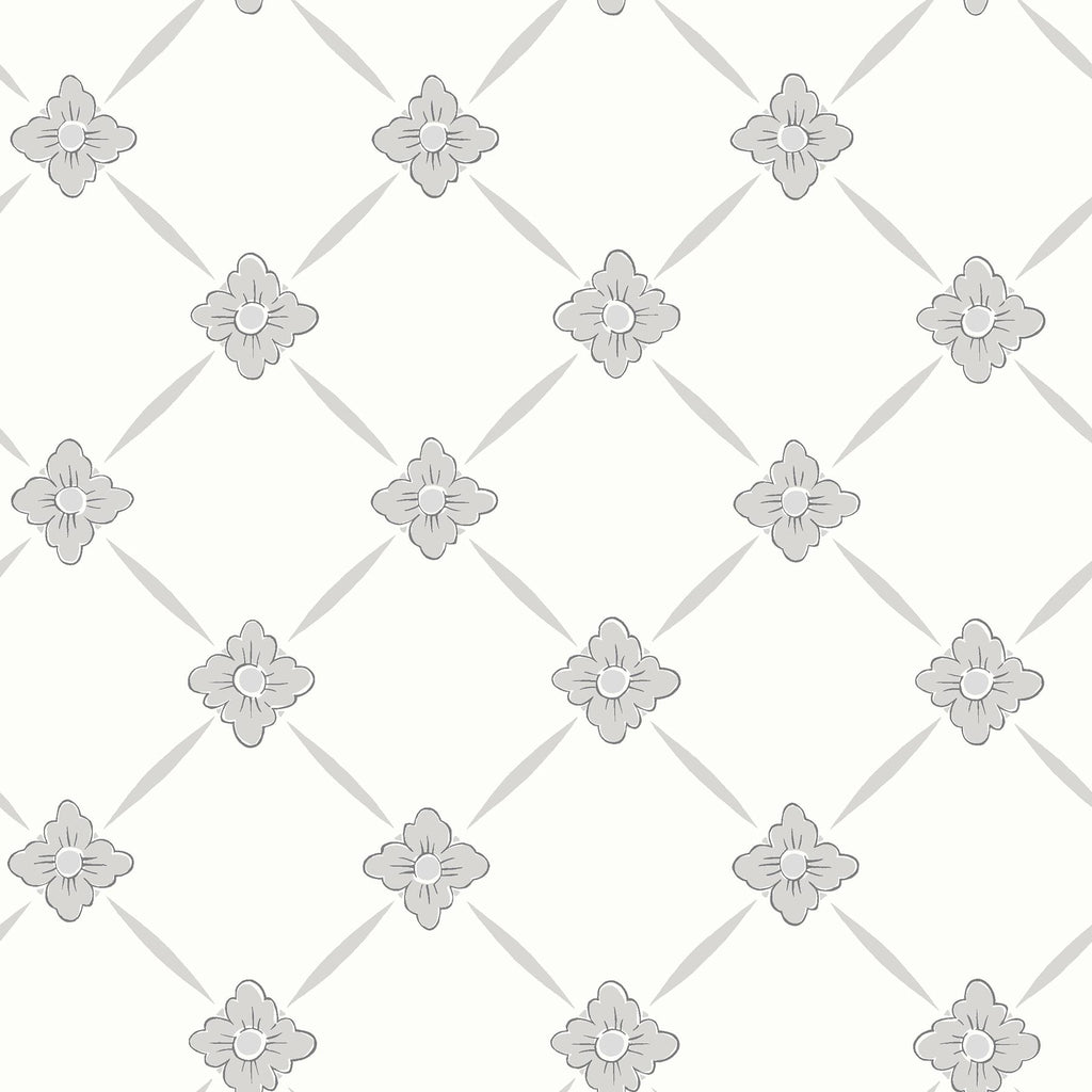 Brewster Home Fashions Linne Geometric Floral Light Grey Wallpaper