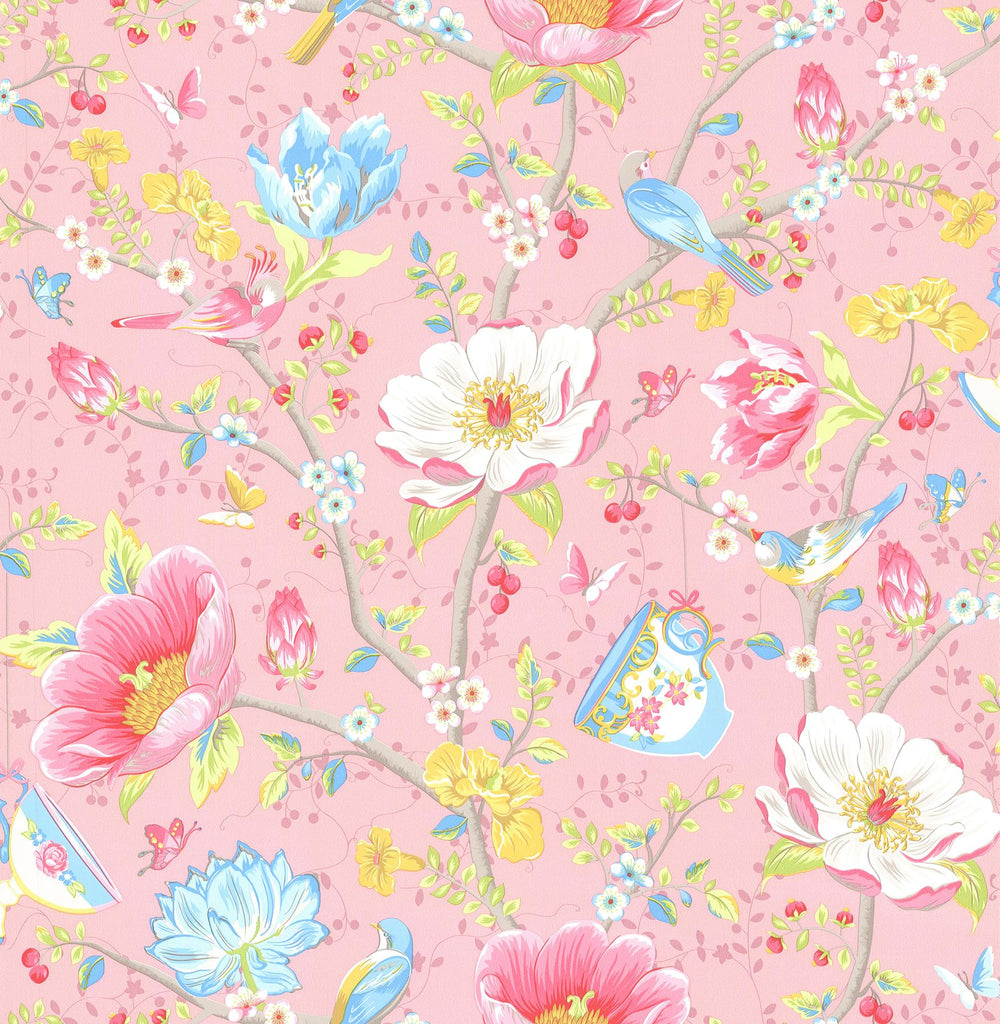 Brewster Home Fashions Leizu Chinese Garden Pink Wallpaper