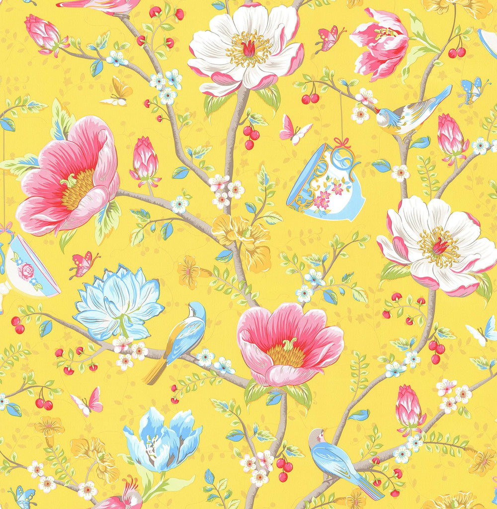 Brewster Home Fashions Leizu Yellow Chinese Garden Wallpaper