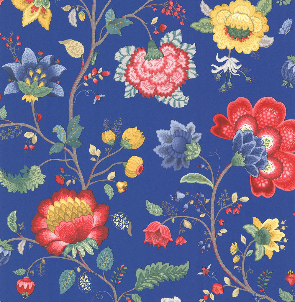 Brewster Home Fashions Epona Floral Fantasy Dark Blue Wallpaper