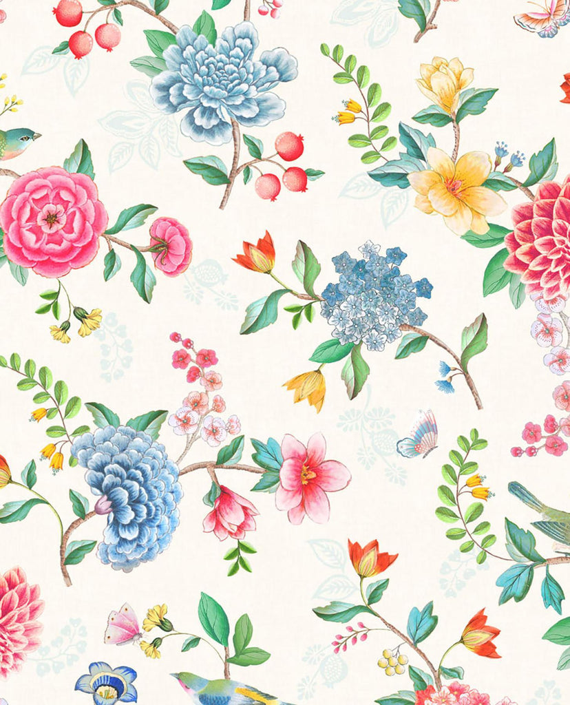 Brewster Home Fashions Good Evening White Floral Garden Wallpaper