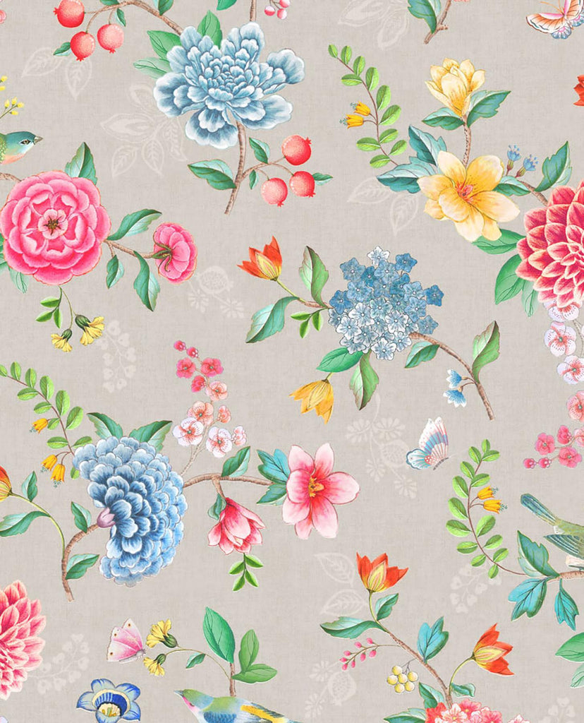 Brewster Home Fashions Good Evening Taupe Floral Garden Wallpaper