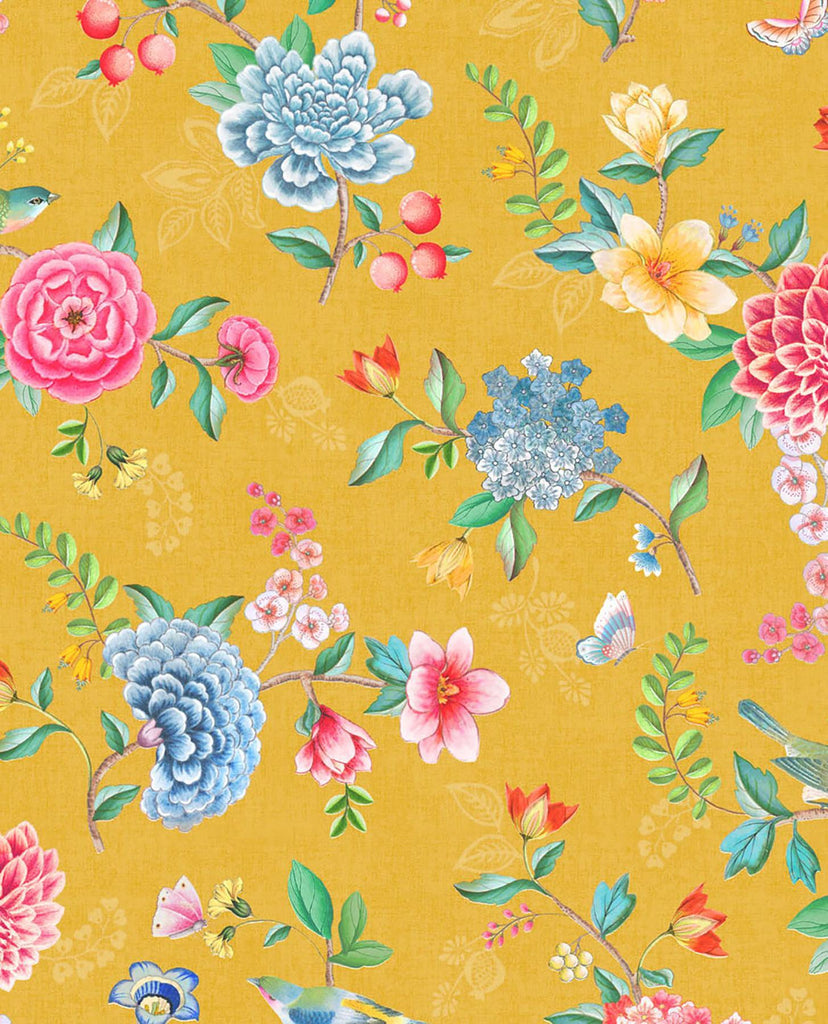 Brewster Home Fashions Good Evening Yellow Floral Garden Wallpaper