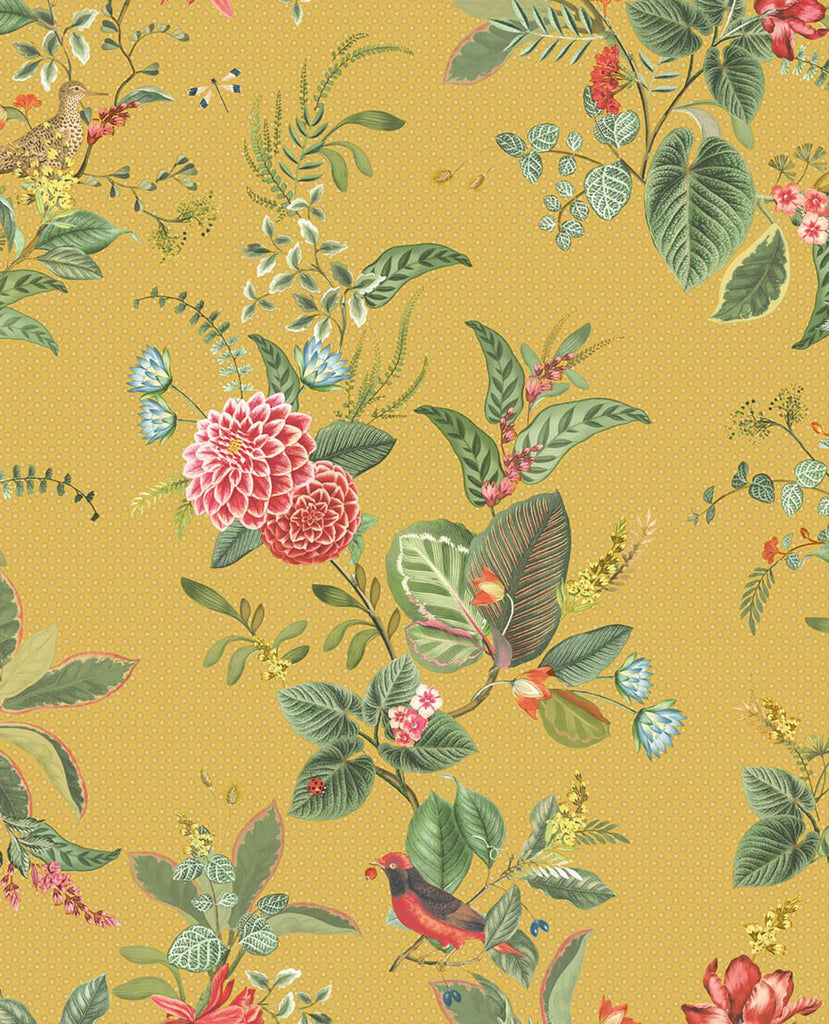 Brewster Home Fashions Floris Woodland Floral Mustard Wallpaper