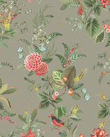 Brewster Home Fashions Floris Khaki Woodland Floral Wallpaper