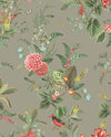 Brewster Home Fashions Floris Khaki Woodland Floral Wallpaper