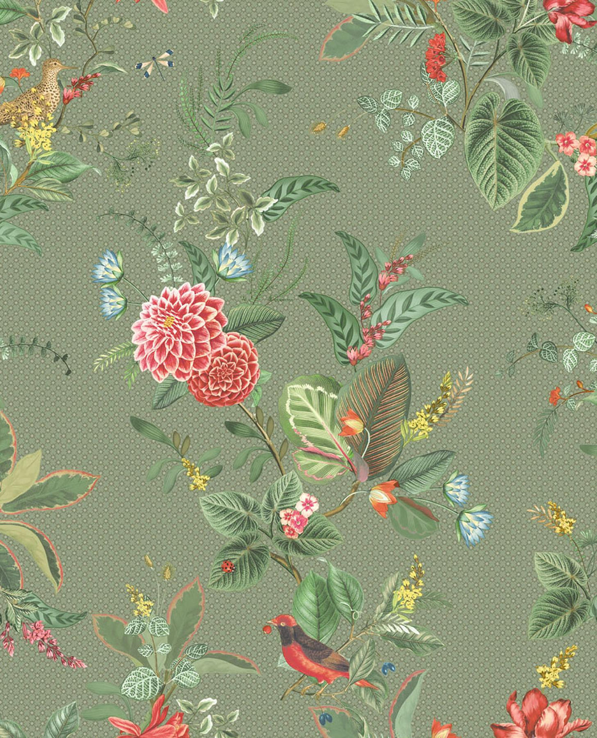 Brewster Home Fashions Floris Olive Woodland Floral Wallpaper