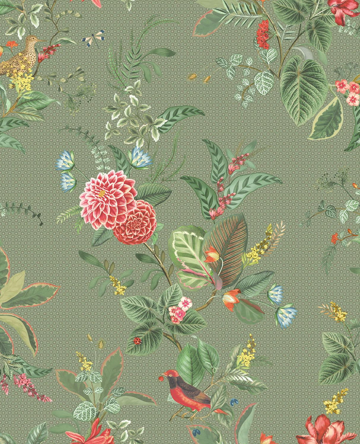 Brewster Home Fashions Floris Woodland Floral Olive Wallpaper